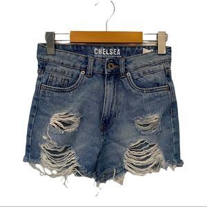 Garage Chelsea denim distressed high waist shorts size 3